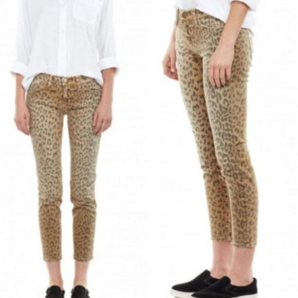 Current/Elliott Denim - Current/Elliott “The Stiletto” Camel Leopard Skinny Jeans